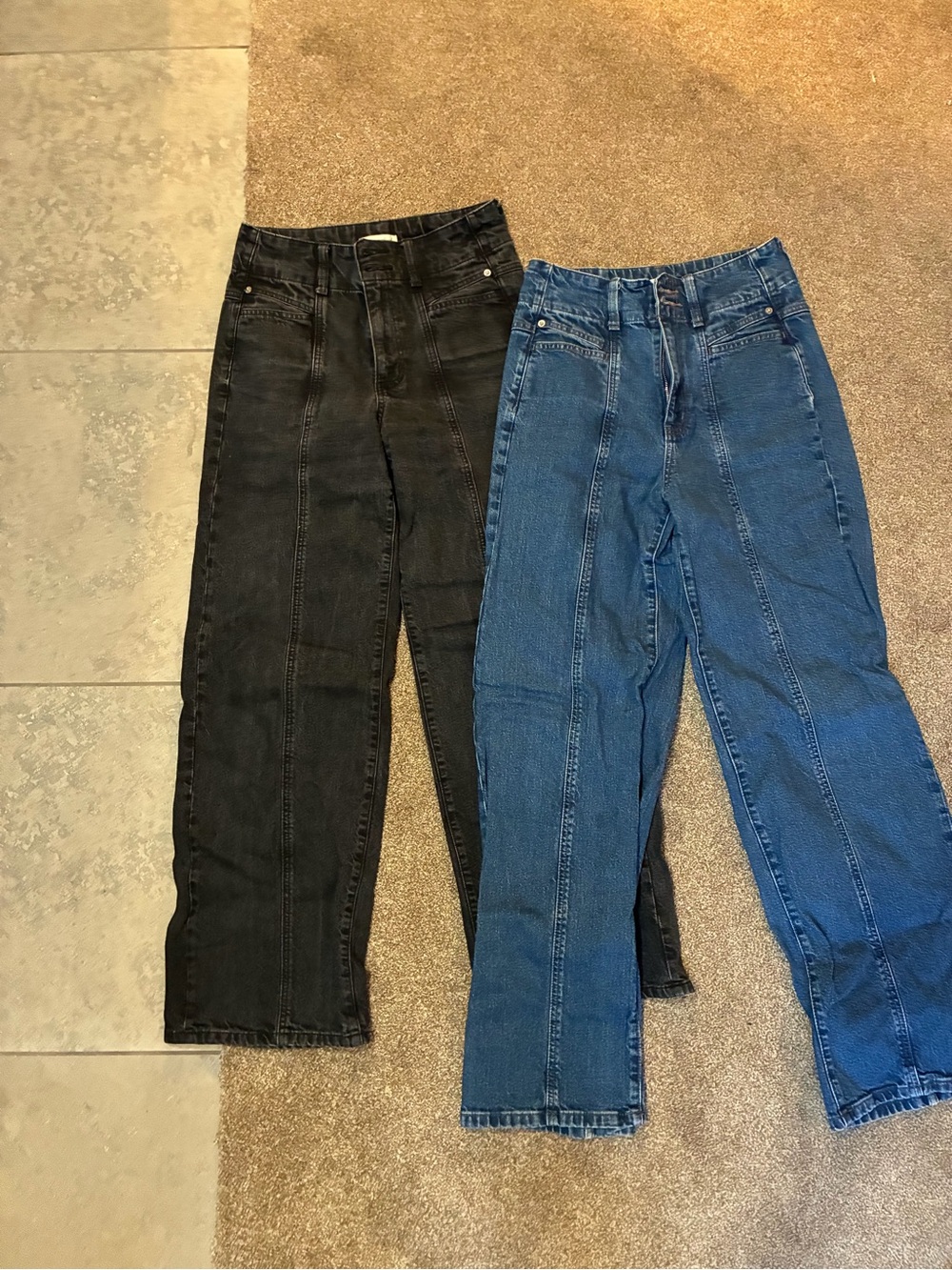 Universal Thread High Rise Wide Leg Jeans - Dark Blue and Black